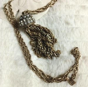 Banana Republic Faux Pearl Crystal Chain Tassel Jellyfish Statement Necklace